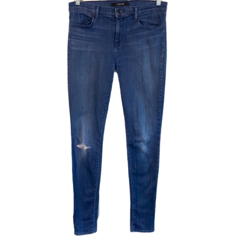 J Brand Mid Rise Stacked Skinny Jeans In Blue 32